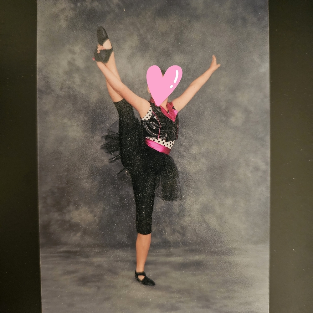 Revolution white black tulle tights bodysuit & vest jazz dance costume size LC